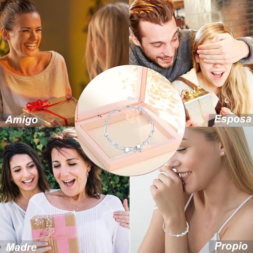 Pulseras para Mujer Estrella de Plata 925, Regalos para Mujer Cumpleaños Pulsera Joyeria Accesorios Ajustable para Mama Novia Amiga