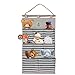 White & Blue Striped Hanging Organizer Nautical Theme Great for Little Stuff or Underwear, Toys & Stuffed Animal/Teddy Bear Holder Wooden Rod with Anker Print