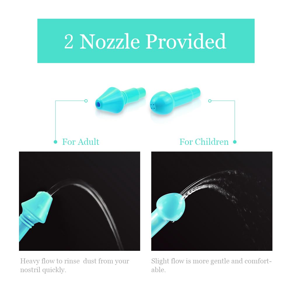 Waterpulse Neti Pot Sinus Rinsing, Nasal Wash Bottle Sinus Rinsing Bottle Cleaner Pressure Irrigation Neti-Pot with Sticker Thermometer for Adult & Kid BPA Free (Green)