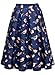 Afibi Womens African Print Skirt Boho Flare Pleated Midi Skirt with Pockets