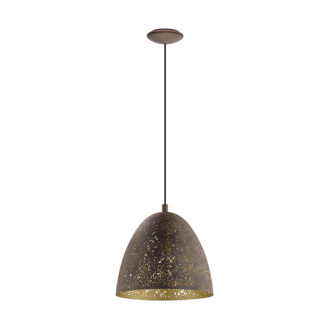 Eglo Safi 1-Bulb Vintage Pendant Light in Industrial Design Retro Steel Pendant Lamp Diameter 27.5 cm Colour: Brown/Gold Socket E27