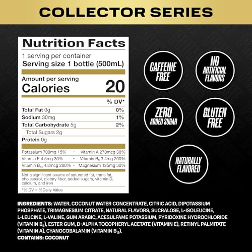 PRIME HYDRATION COLLECTOR SERIES, SPORTS DRINKS, ELECTROLYTE ENHANCED FOR REPLENISHING FLUIDS, 250MG BCAAS, B VITAMINS, ANTIOXIDANTS, LOW SUGAR, 16.9 FL OZ, 12 PACK
