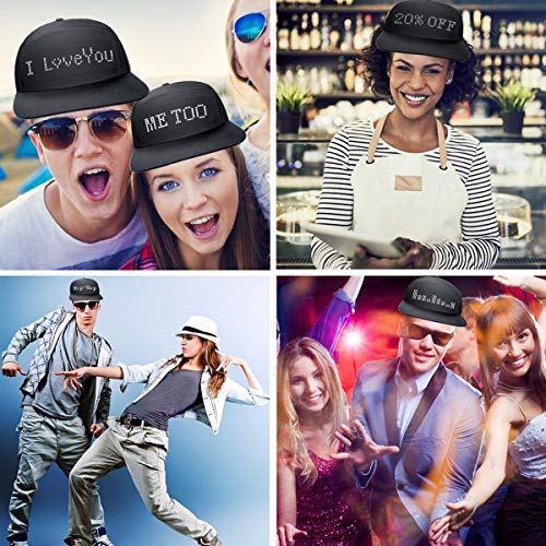 shunpad LED Cool Hats for Men Baseball Halloween Birthday New Year\'s Christmas Party Supplies Hat Black, Large