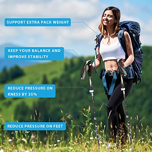 Trekkingstokken, Achort 2-pack opvouwbare wandelstokken Opvouwbare wandelstokken Sterk lichtgewicht aluminium 7075… - Image 3