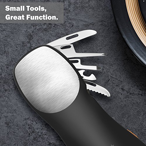 Hand Crank Flashlight Radio, Rhino Valley Portable Rechargable Emergency LED Torch, Multifunction Handy Tool Set and Cellphone Power Bank Charger for Outdoor Camping, Hiking and Home - Black
