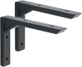 Mooche 2Pcs Heavy Duty Shelf Brackets 6 Inch Black Stainless Steel Triangle
