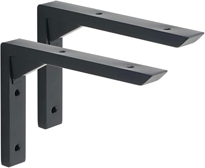 Mooche 2Pcs Heavy Duty Shelf Brackets 6 Inch Black Stainless Steel Triangle