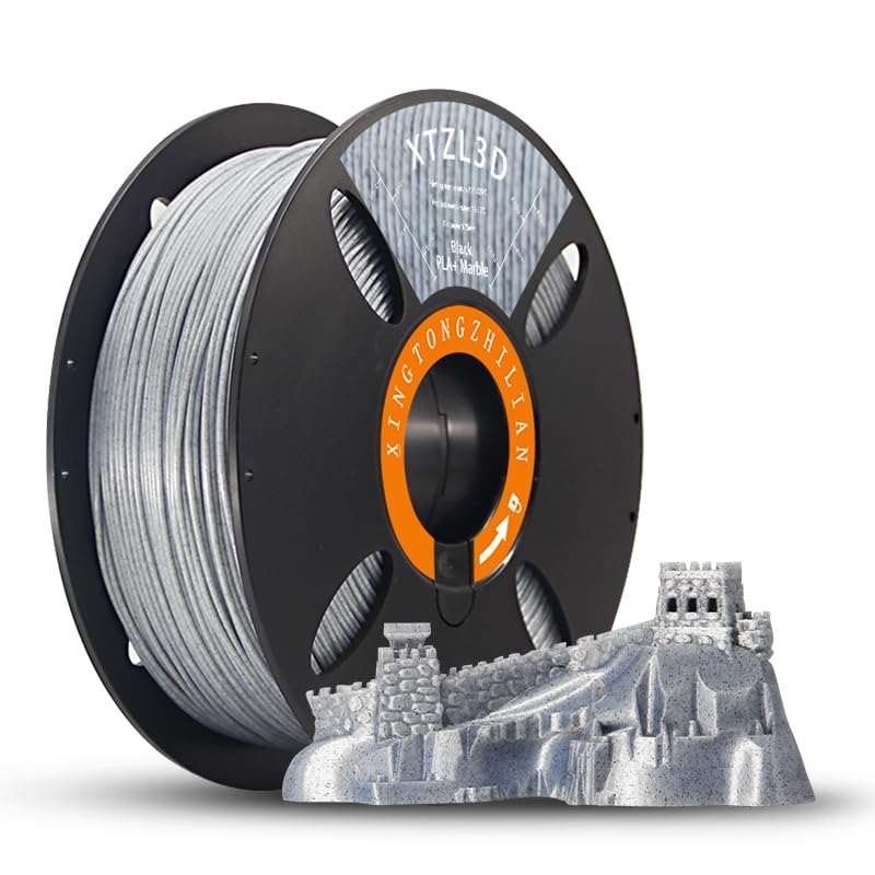 PLA 3D Printer Filament 1.75mm,3D Printing Filament Material Dimensional Accuracy +/- 0.02 mm,1kg/Spool (2.2 LBS) for 3D Printers,Black Marble PLA