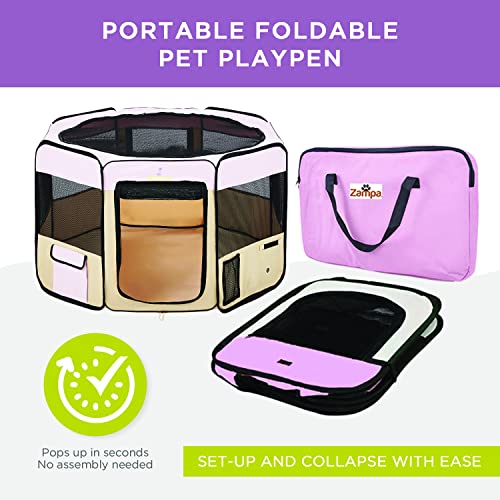 Zampa Puppy Playpen Extra Small 29"x29"x17" Portable Pop Up Playpen for