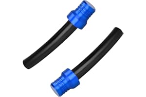 Gasedin 2 PCS Breather Hose Gas Fuel Tank Cap, CNC One Way Tank Valve Vent Tube with Breather Valve, Universal Fuel Gas Cap Vent Tube Breather, Motorcycle Accessories (Blue, Black Hose)