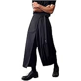 OYOANGLE Men's Skirt Pants Tie Waisted Wide Leg Cropped Harem Pants Y2k Hipple Trousers