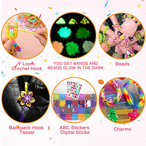 11900+ Rainbow Loom Rubber Bands Refill Bracelet Loom Kit with Charms & Colorful S Clips, in 40+ Colors - Thumbnail 2