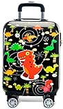 Lttxin Kids' suitcase 18 inch Polycarbonate Carry On Luggage Lovely Hard Shell(upgrade perfect printing) (Black)