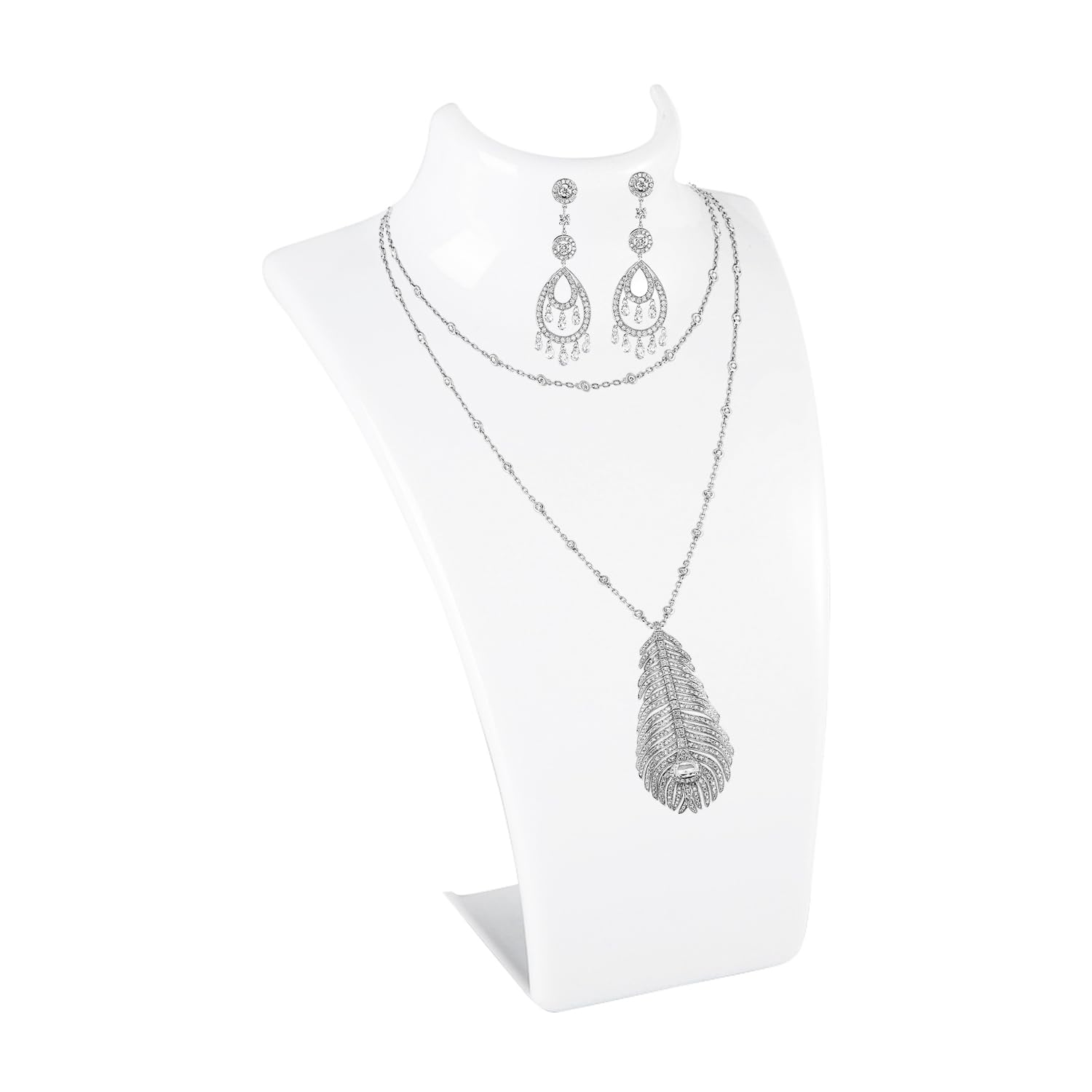 Hapivida Jewelry Display Stand, 20cm Height Necklace Display Bust Pendant Display Holder Jewellery Chain Organizer Mannequin Model for Necklaces Earrings Jewellery (White)