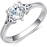 DIYA 1CT Moissanite Heart/Square Celtic Rings for Women 925 Sterling Silver Celtic Knot Engagement Wedding Band Promise Anniversary Valentine's Day Christmas Jewelry Gifts for Her Wife Size 6-9