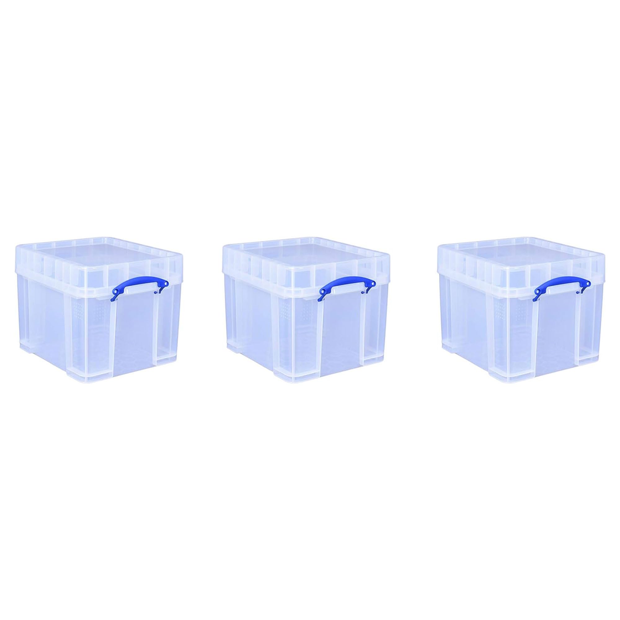 Really Useful Box Plastic Storage Bonus Pack 3x35 Litre Clear with XL Lid Clear
