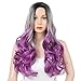 AISI HAIR Ombre Purple Wavy Side Part Wig Cosplay Long Curly Purple Hair for Black Women Natural Looking Fiber Wig