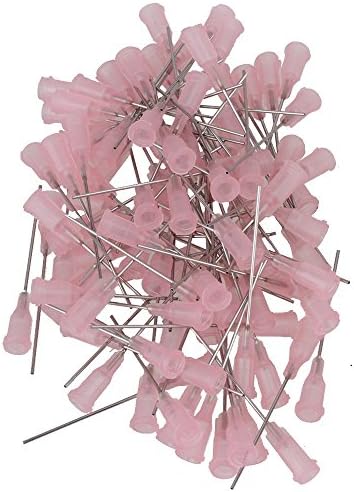 CNBTR Pink & Silver 1.5 Inch Length Blunt Dispensing Needles Syringe Needle Tips 20Ga Pack of 100