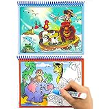 Aqua Doodle,Reusable Water-Reveal Activity Pads 2-pk Water Coloring Books Aqua Drawing Painting Toy Travel Kits with Bonus Pens for Kids (Zoo&Dinosaur)