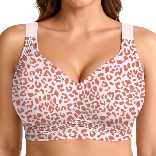 Xcutting Jelly Bra for Women No Underwire Full Coverage,Leopard Pink L at Amazon