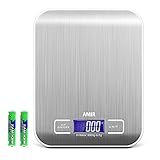 AMIR Digital Kitchen Scale, 5kg, 0.05oz/ 1g Cooking Scale, High Accuracy Food Scale, 6 Units, Back-Lit LCD Display, Tare & Auto Off Function, Stainless Steel & Slim Design Batteries Included (Silver)