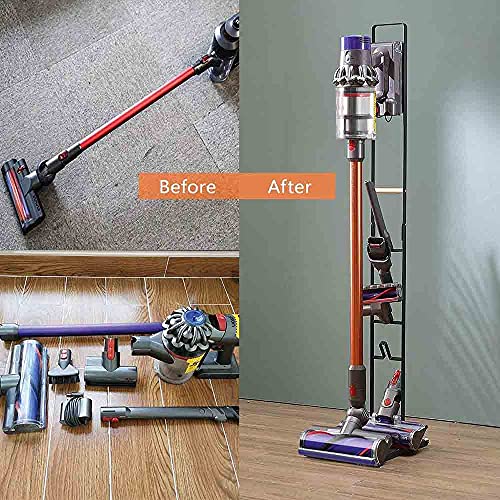 RUQIWEMI Vacuum Cleaner Stand Holder with Wheels for Dyson V15 V11 V10 V8 V7 V6, Metal Floor Stand Compatibel for Dreame T30 T20 V12 V11 V10,No Drilling the Wall (White)