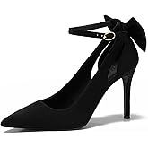 GotSoft Women's Pointed Toe High Heels Ankle Strap Bow Tie Pumps Wedding Party Dress Shoes