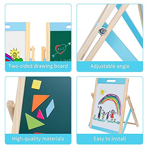 Arkmiido Kids Tabletop Easel Wooden Portable Art Easel for Toddlers