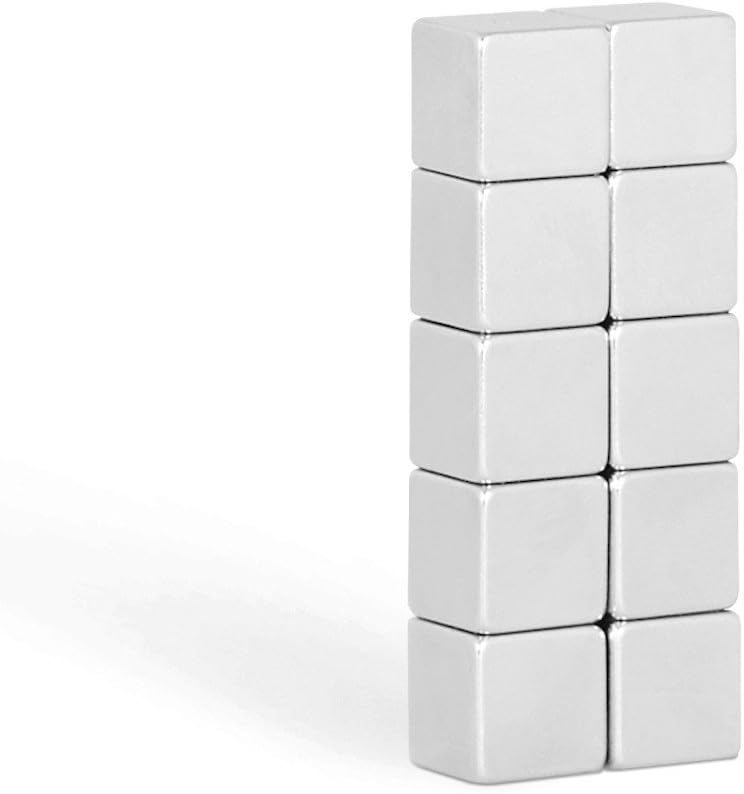 10 Super Strong Neodymium Magnets (10x10x10mm) / Ideal for Whiteboards und Magnetic Boards