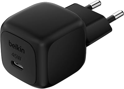 Cargador de Carga Rápida Compacto de 45W, USB-C Power Delivery para Apple iPhone 17, iPhone 16, iPhone 15 Series, Samsung Galaxy S25, Pixel 10, iPad, AirPods y Otros - Negro