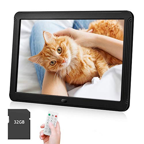 toberto Digital Photo Frame with 1920x1080 IPS Screen with 32G SD Card, Digital Picture Frame Support Adjustable Brightness Photo Deletion 1080P Video Music Slideshow Remote 16:9 Widescreen S (8 inch)