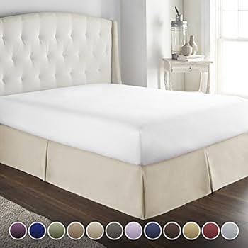 Hotel Luxury Bed Skirt/Dust Ruffle 1800 Platinum Collection-14 inch Tailored Drop, Wrinkle & Fade Resistant, Linens (Queen, Cream)