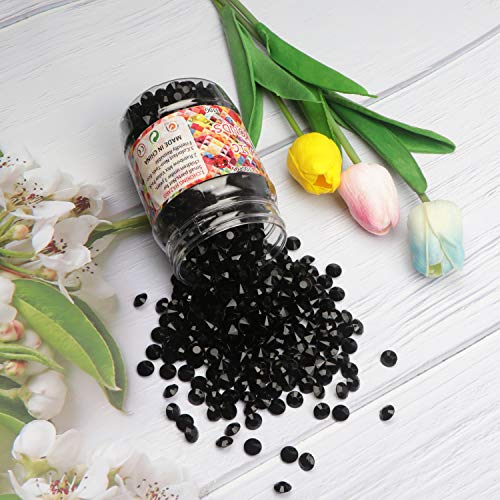 Meching Acrylic Diamonds Crystals 11OZ(1100 PCS) Bottle Round Diamond Crystals Treasure Gems for Table Scatters, Vase Fillers, Event, Wedding, Birthday Decoration Favor, Arts & Crafts (Black)