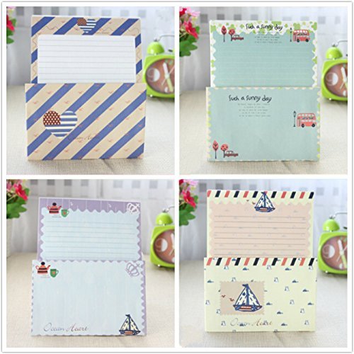 image for B&S FEEL 32 Special Design Writing Stationery Paper & 16 Envelope Set 