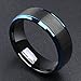King Will Duo 8mm Black Brushed Finish Tungsten Carbide Ring Blue Plated Wedding Band