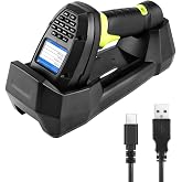 JRHC 2D Wireless Barcode Scanner, Portable Inventory Scanner &amp; Data Collector with 2.0 Inch LCD Screen and 2.4G Wireless Dongle Built in Stand for Warehouse, Express, Library,Pharmacy,Supermarket