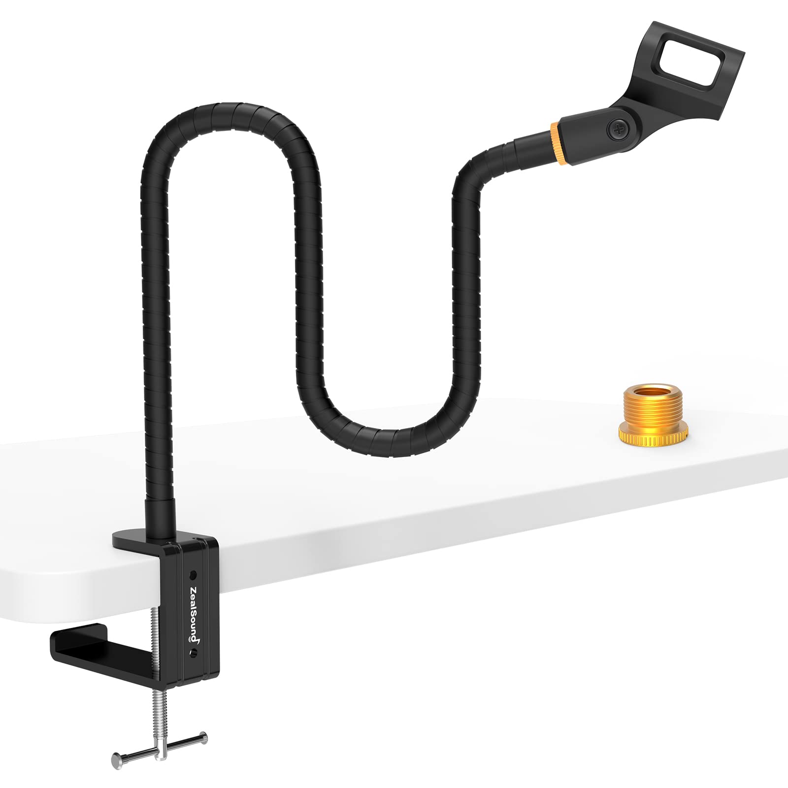ZealSound Compact Microphone Arm, Flexible & Space-Saving Desk Gooseneck Mic Boom Arm with Metal 3/8" to 5/8" Adapter, Compatible with Blue Snowball, SM58, SoloCast, Razer Seiren & Most Mics, 19inch