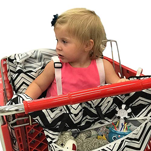 Shopping-Cart-Cover-For-Baby-2-in-1-Foldable-Portable-Seat-with-Bag-for-Infant-to-Toddler-Compatible-with-Grocery-Cart-Seat-and-High-Chair-BoyGirl-Design-Compact-and-Cushy-by-MurphyFine