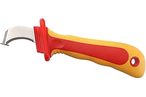 Yosoo Health Gear VDE Insulated Electrician's Knife, 1000V Safety Cable Stripping Knife with Hook Blade, GS Certified for Liv