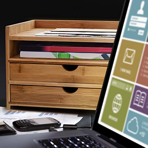 Prosumer's Choice 3-Tier Bamboo Desktop Organizer with 8.5x11 Inch Letter Size Drawers