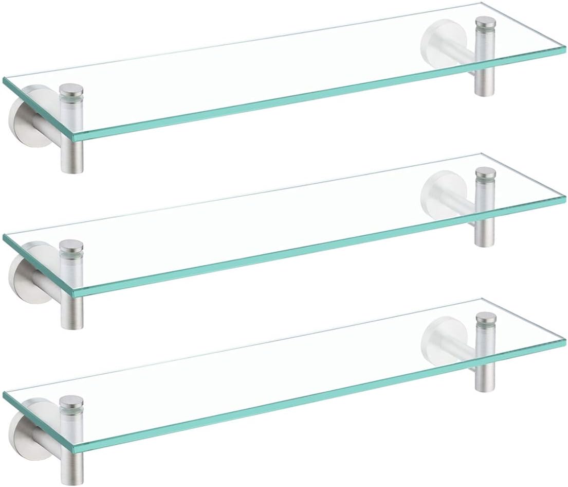 Bgs3201s40 2 P2 15 8 Inch Bathroom Wall Shelf With Rectangle Tempered Glass And Brushed Nickel Bracket 2 Pack Kes Glass Shelf For Bathroom Bath Home Kitchen Guardebem Com