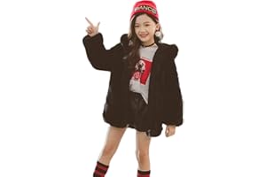 ASHER FASHION Little Big Girls Winter Outfit Hooded Fur Jacket Warm Cotton Fleece Thick Coat Outwear