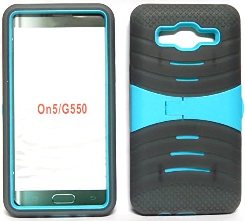 U-Case Hybrid Cover Case for {T-Mobile/Metro} Samsung Galaxy On5 SM-G550T / SM-G550T1 (SMOKE GRAY & TURQUOISE)