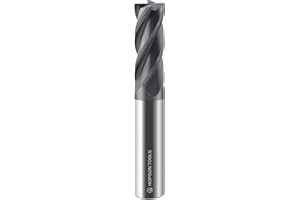 HOPSON TOOLS 3/8" Carbide Square End Mills HRC 50 Deg Single End 4 Flute TiALN Coating CNC Mill Bits for Steel - 1PCS