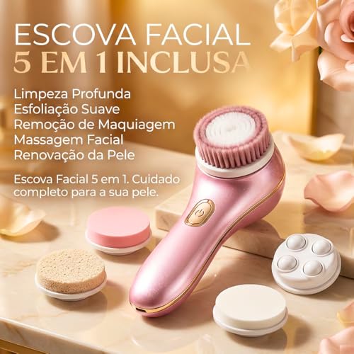 Kit 3 peças Depilador Facial Feminino, Batom Depilador Facial + Caneta Depilador Sobrancelha e Escova de limpeza facial 5 em 1, Removedor de Pelos com Alta Precisão, Depilador Elétrico Recarregável, Portátil
