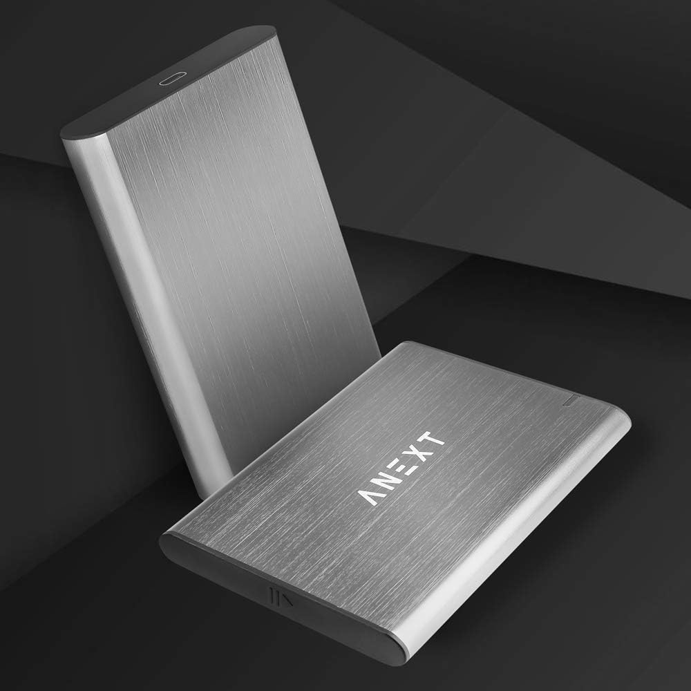 ANEXT 2.5 USB 3.1 Gen2 External Hard Drive Enclosure, Portable Black Aluminum Hard Disk Case for 2.5 inch 7mm 9.5mm SATA HDD SSD, Max 4TB, Tool-Free Design, Gray - Anext Series: Computers & Accessories