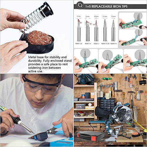 HANDSKIT Electronics Soldering Iron Kit Set Adjustable Temperature Welding Tool with 8-in-1 Screwdrivers,5pcs Soldering Iron Tips,Wire Cutter,Solder Iron Stand,Tweezers,Desoldering Pump