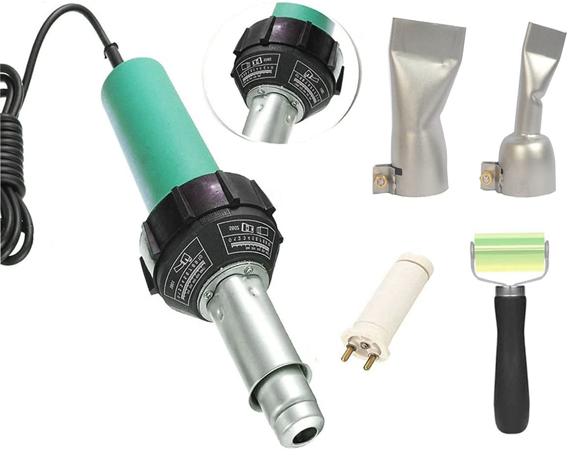 Beyondlife 1600W Plastic Welder Hot Air Welder Heating Gun PVC Vinyl Rod Welding Hot Gas Pistol Tool Kit with Two Flat Speed Nozzles