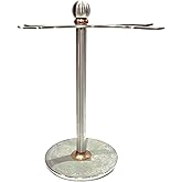 Luxury Razor and Brush Stand, The Admiral by VIKINGS BLADE, Ancient Viking Look with Heavy Distressed Stainless Steel & Brass, Extra Wide Openings, Fits Most Razors and Brushes
