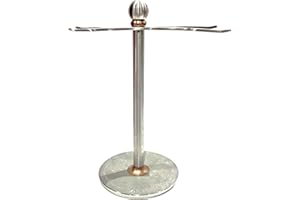 Luxury Razor and Brush Stand, The Admiral by VIKINGS BLADE, Ancient Viking Look with Heavy Distressed Stainless Steel & Brass, Extra Wide Openings, Fits Most Razors and Brushes